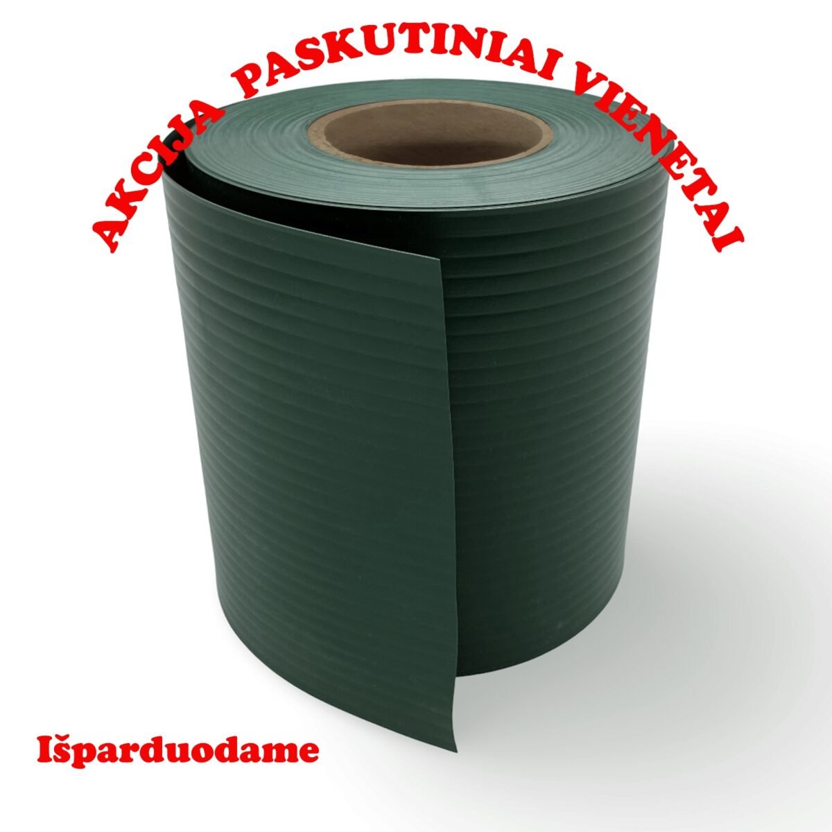 Segmentinės tvoros plastikinė juosta (190mm), žalia RAL6005, 50 metrų, 300 mikronų
